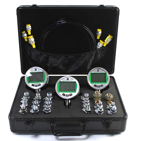 SINOCMP Hydraulic Pressure Test Kit, 3 Pressure Gauges 